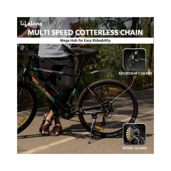 Lifelong Bold MTB 26T Mountain Bikes, Disc Brake 21 Speed Gear Cycles, Frame Size: 18 inches| Free Installation Assistance, Ideal for Adults 14+ Years (LLBC2694, Black)