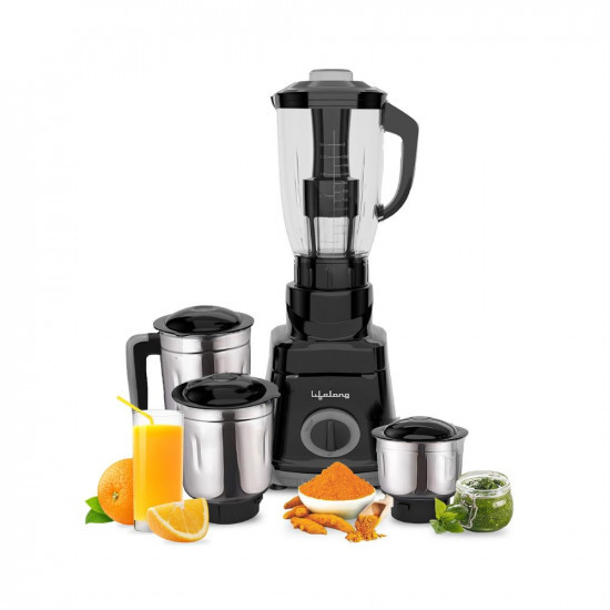 Lifelong Juicer Mixer Grinder for Kitchen - 4 Jars 750 Watt Mixie - Juicer with Fruit Filter Grinding Jar Chutney Jar  Liquidizing Jar used as Wet Grinder  Blender - Stainless Steel BladesLLMG75