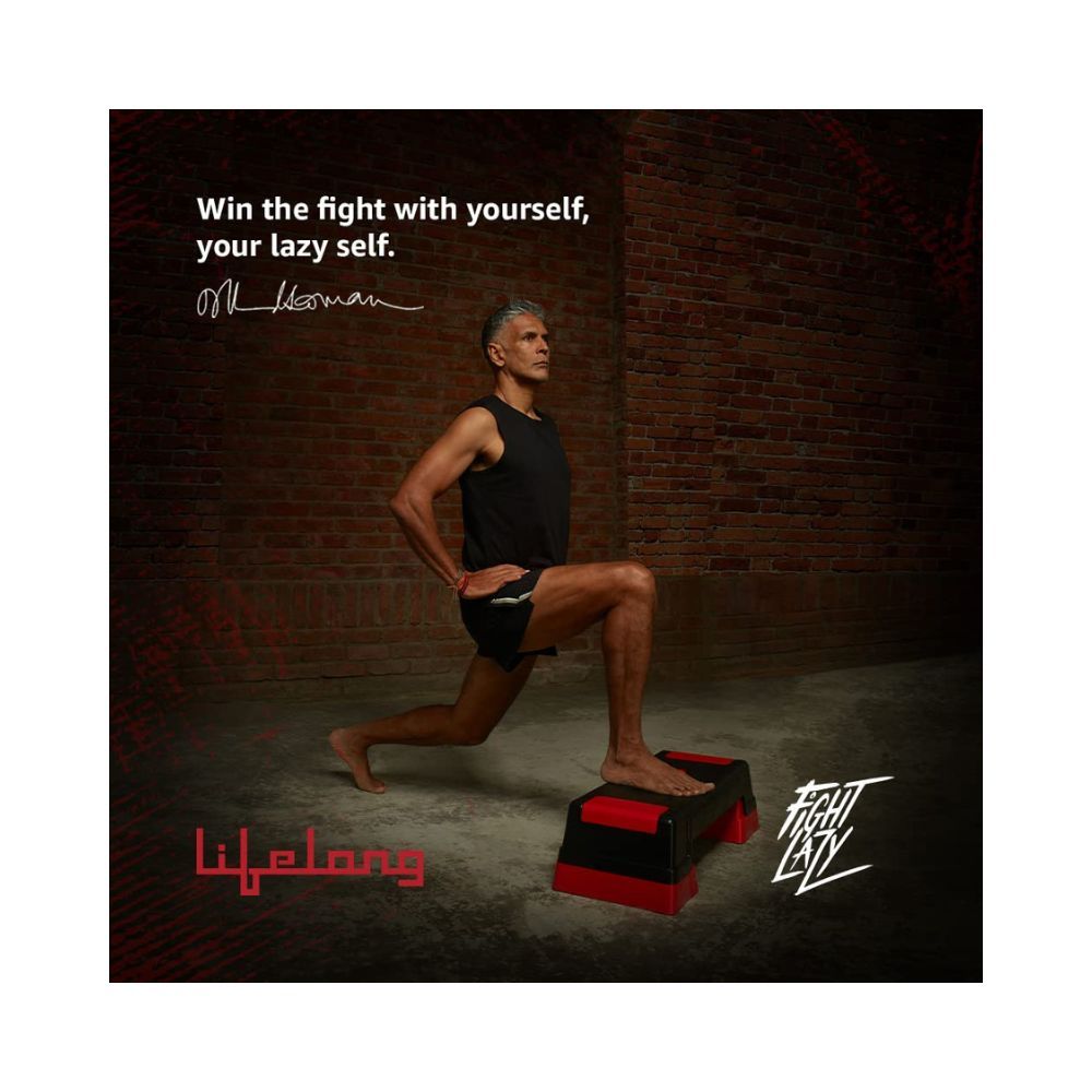 Lifelong LLAS01 Polypropylene Aerobics Stepper (Black and Red)