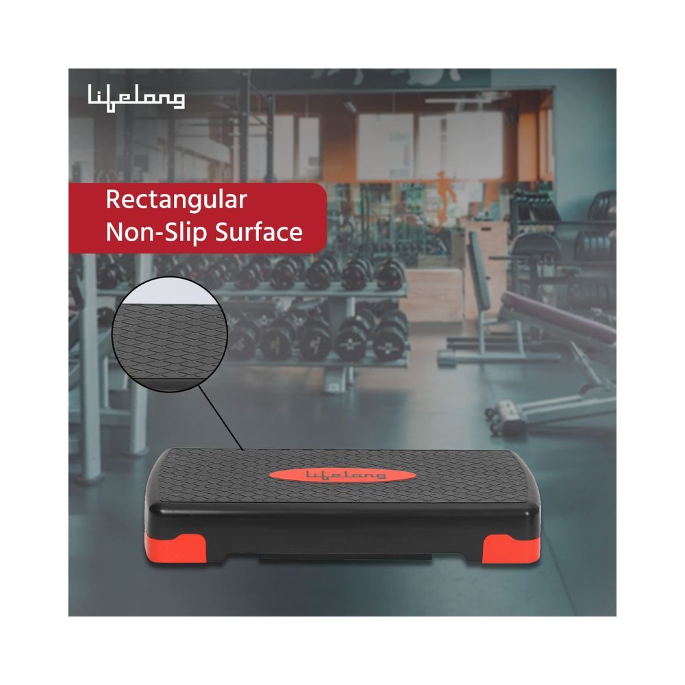 Lifelong LLAS01 Polypropylene Aerobics Stepper (Black and Red)