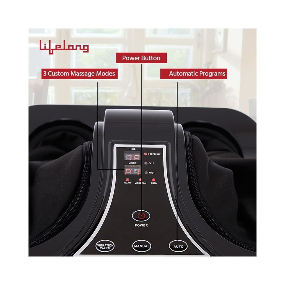 Lifelong LLM99 Foot, Calf and Leg Massager, (With Heat and Vibration), 80W, 4 Motors, Dark Brown