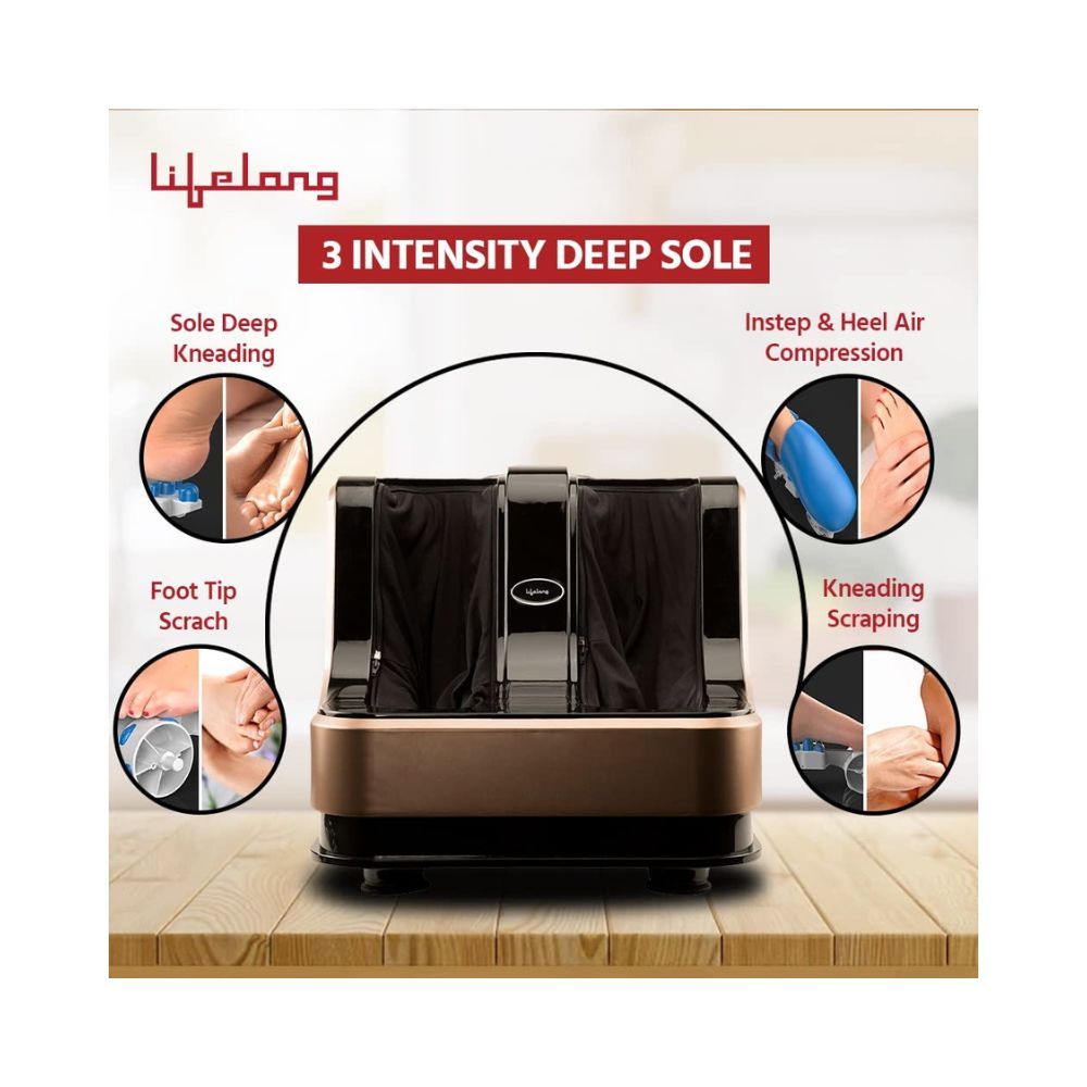 Lifelong LLM99 Foot, Calf and Leg Massager, (With Heat and Vibration), 80W, 4 Motors, Dark Brown