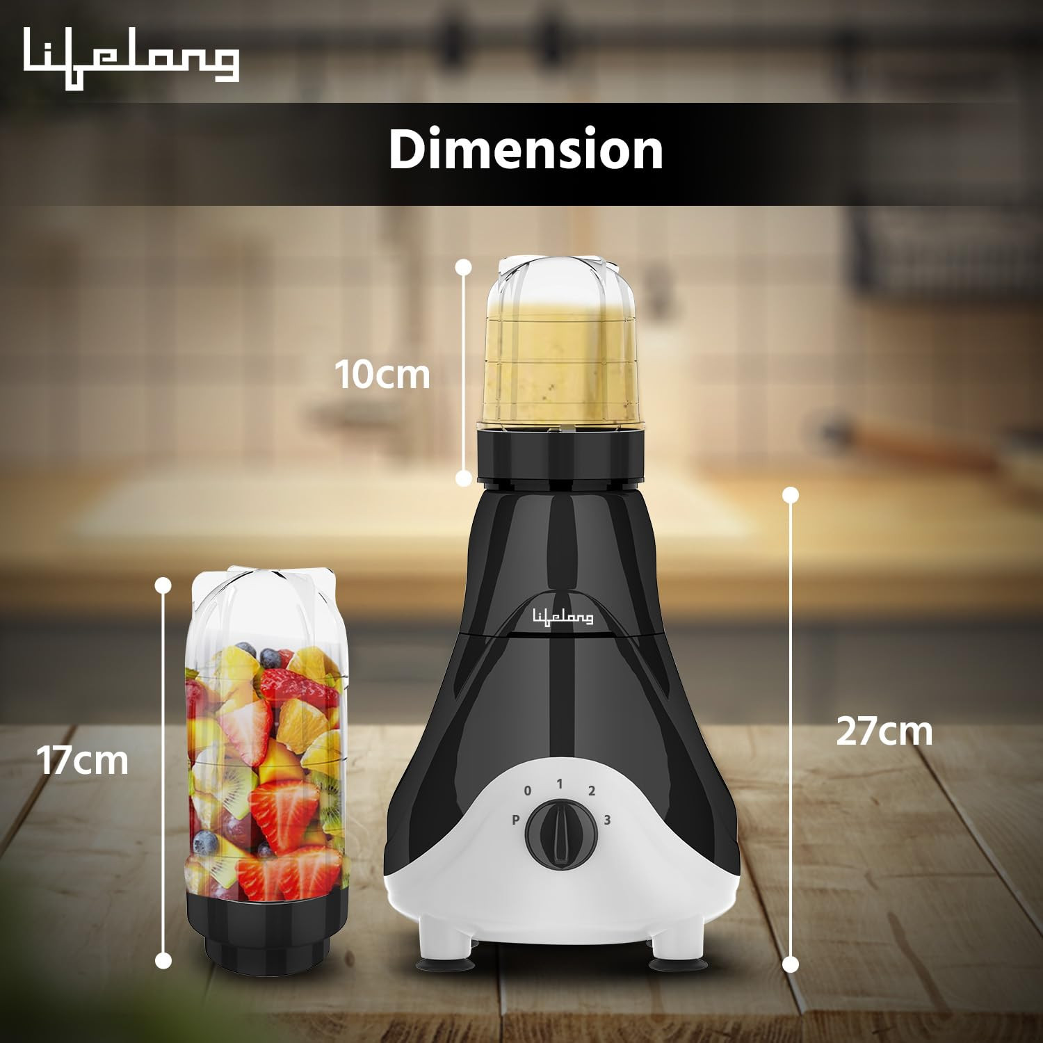 Lifelong Mixer Grinder for Kitchen - 4 Jars 500 Watt Mixie - 2 Nutri bullet Jars for Smoothie Blending Chutney Jar Liquidizing Jar used as Wet Grinder Blender - Stainless Steel Blades LLMG39