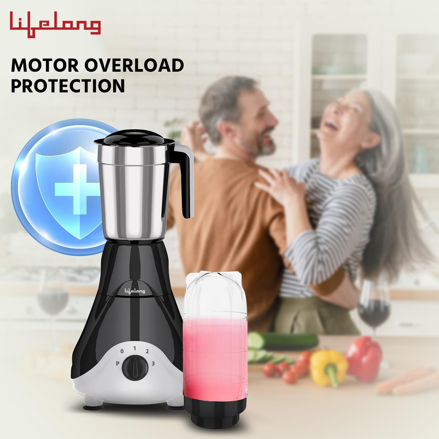 Lifelong Mixer Grinder for Kitchen - 4 Jars 500 Watt Mixie - 2 Nutri bullet Jars for Smoothie  Blending Chutney Jar  Liquidizing Jar used as Wet Grinder  Blender - Stainless Steel Blades LLMG39