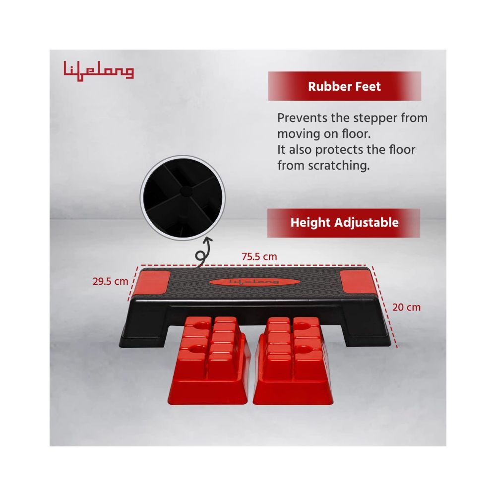Lifelong Step Platform Aerobic Stepper Bench with Screw-Free Design Skipping Rope