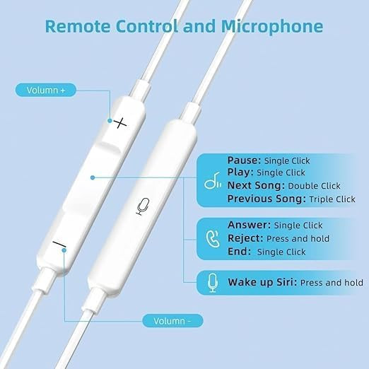 Lightning Connector Earphones with Volume Control White Wired Earphones with Powerful HD Mic for Clear Sound in-Line Volume Controller  Noise Cancellation All iPhone - All iOS