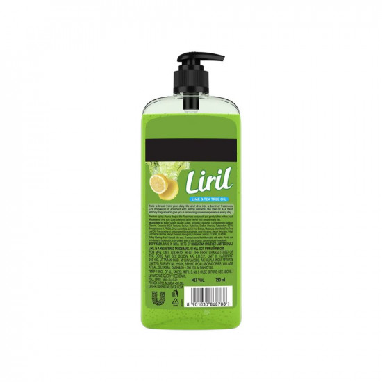 Liril Lemon and Tea Tree Oil Body Wash SuperSaver XL Pump Bottle with Long Lasting Fragrance, Glycerine, Paraben Free, Extra Foam, 750 ml