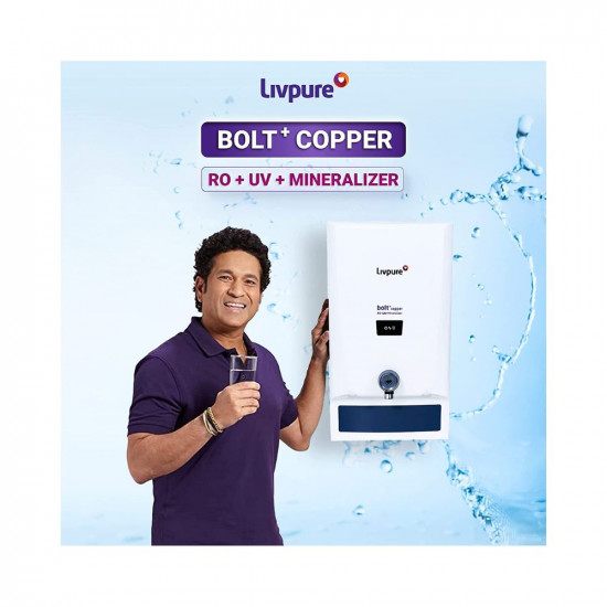 Livpure Bolt+ copper, 80% Water Savings, Copper+RO+In-Tank UV+Mineraliser+Smart TDS Adjuster+Taste Enhancer, 7 L tank