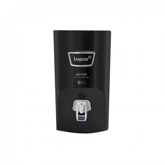 Livpure Glo Star RO+In-Tank UV+UF+Mineraliser - 7 L Storage, 15 LPH Water Purifier for Home, Suitable for Borewell, Tanker, Municipal Water (Black)