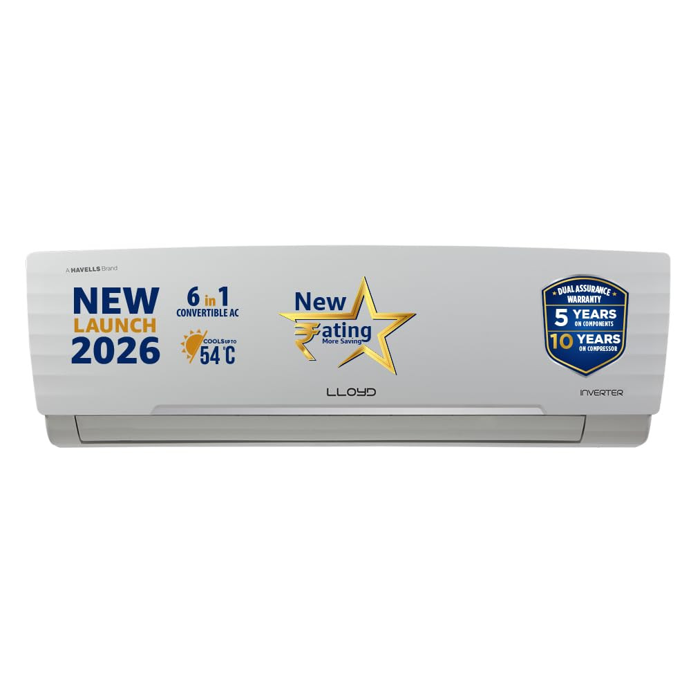Lloyd 15 Ton 3 Star Inverter Split AC 2026 New Star Rated 6 in 1 Convertible Cools Up To 54C Turbo Cool Installation Check Clean Filter Indication 100 Copper White GLS18I3AGGSC
