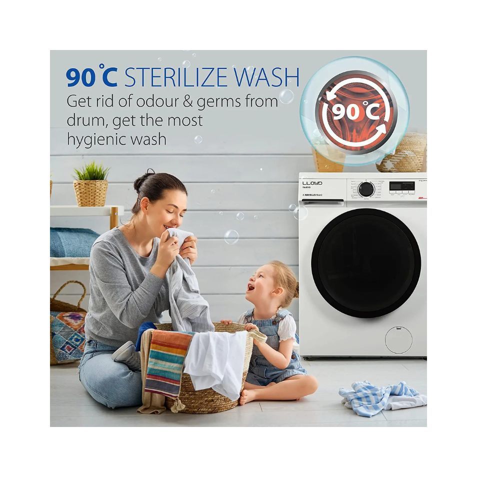 Lloyd 7.0 kg Fully Automatic Front Load Washing Machine (GLWMF70WC1, White)