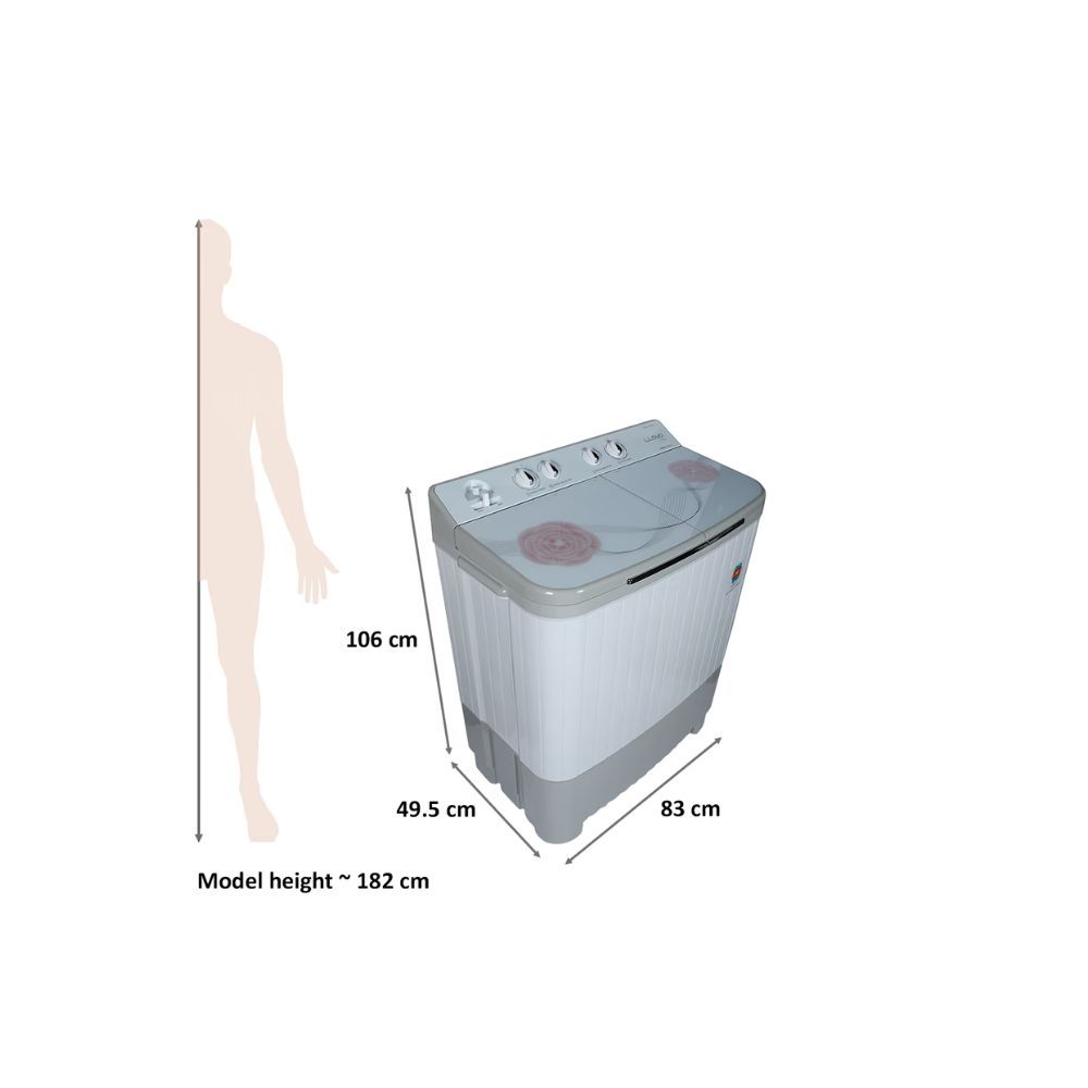 Lloyd 8.5 kg 5 Star Semi Automatic Washing Machine with Magic Filter (LWMS85HT1, Light Grey)