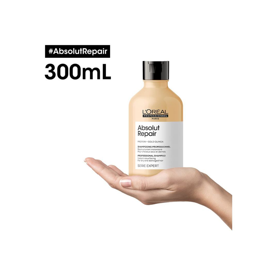 Loreal Professionnel Absolut Repair Shampoo With Protein And Gold Quinoa For Dry And Damaged Hair, 300Ml
