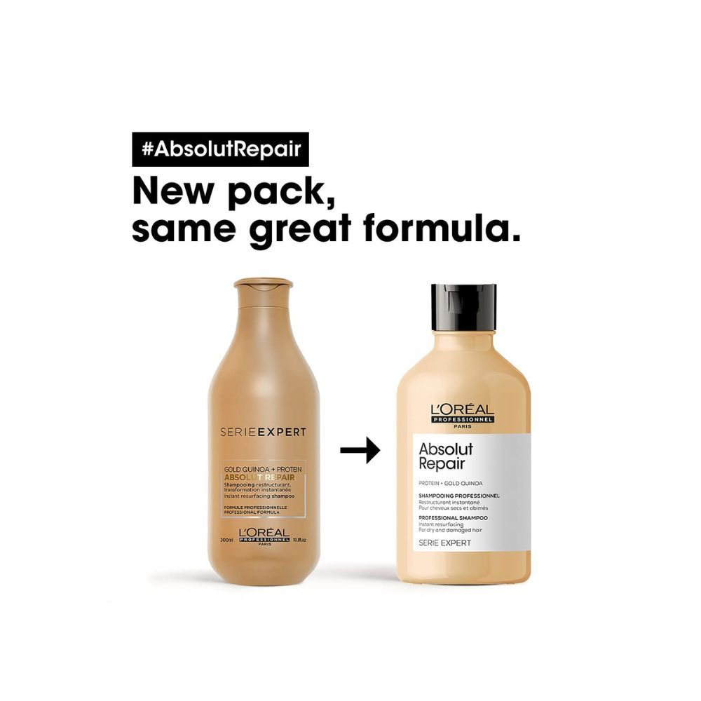 Loreal Professionnel Absolut Repair Shampoo With Protein And Gold Quinoa For Dry And Damaged Hair, 300Ml