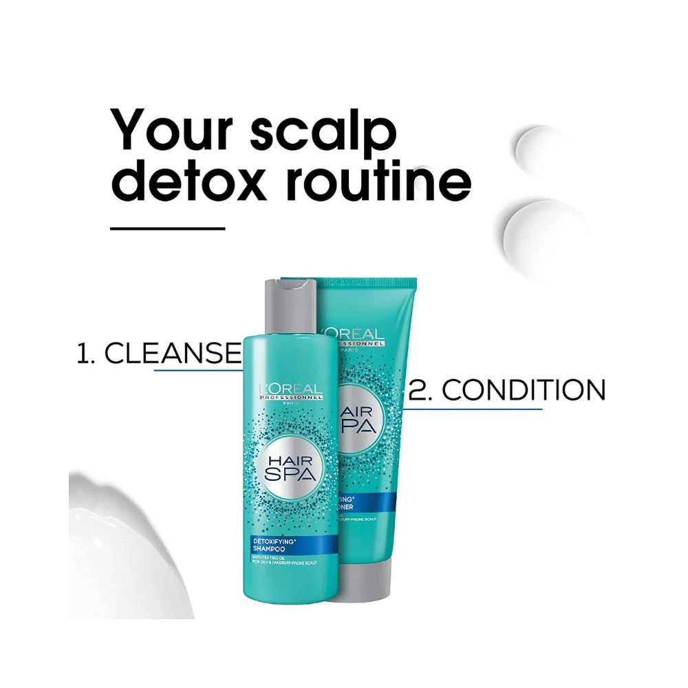 Loreal Professionnel Hair Spa Detoxifying Shampoo for Oily and Dandruff Prone Scalp with Tea Tree Oil, 250 ml