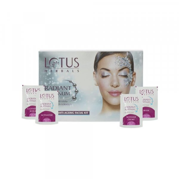 Lotus Herbals Radiant Platinum Cellular Anti-Ageing 1 Facial Kit | 37g
