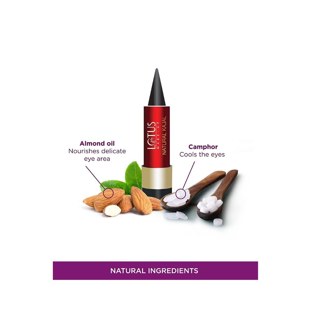 Lotus Makeup Natural Kajal, Black, 4g (2LO0181)