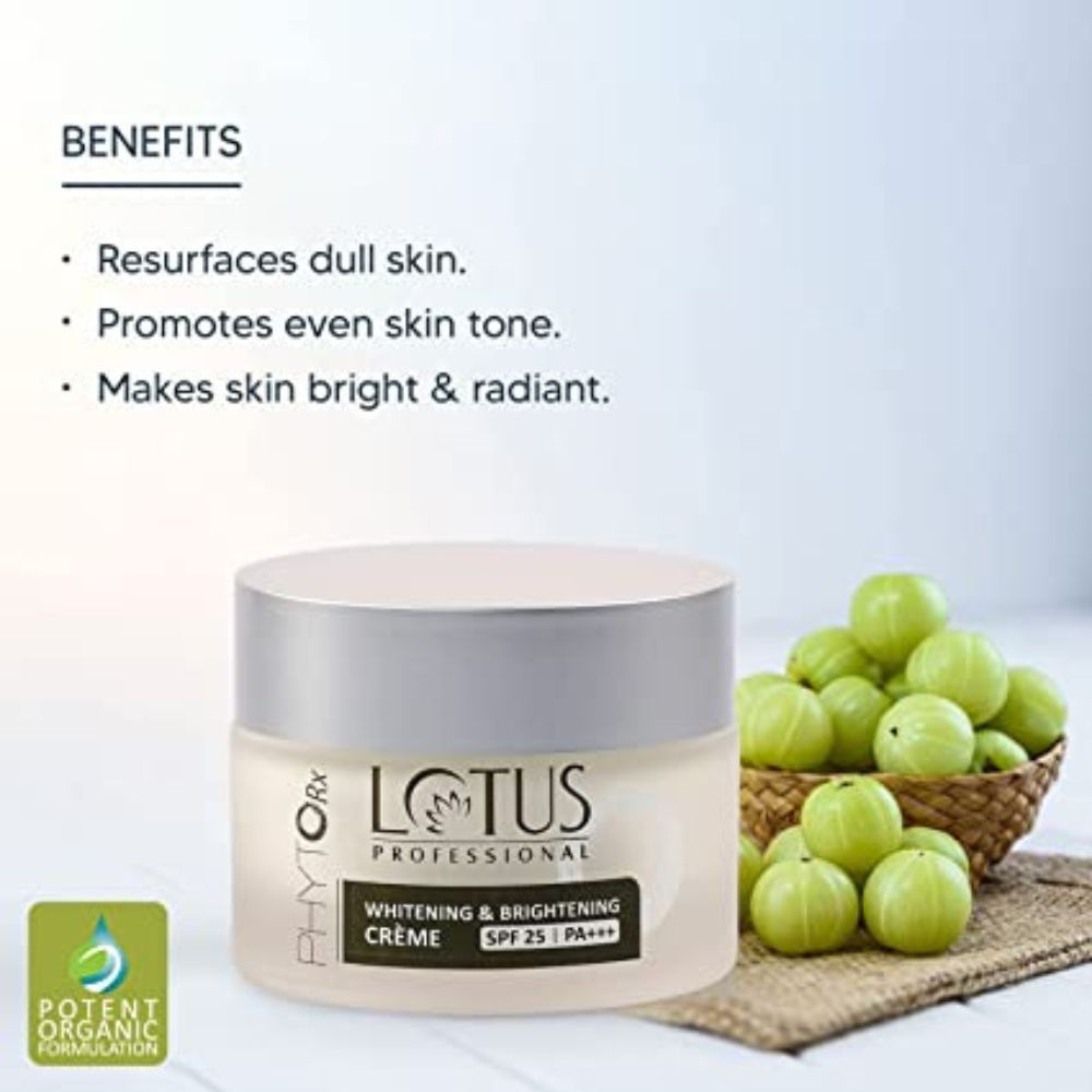 Lotus Professional PHYTORx WHITENING & BRIGHTENING CREME SPF 25 | PA+++ | Radiant skin | Even skin tone | Pigmentation | Paraben Free | 50g (Pack Of 2)