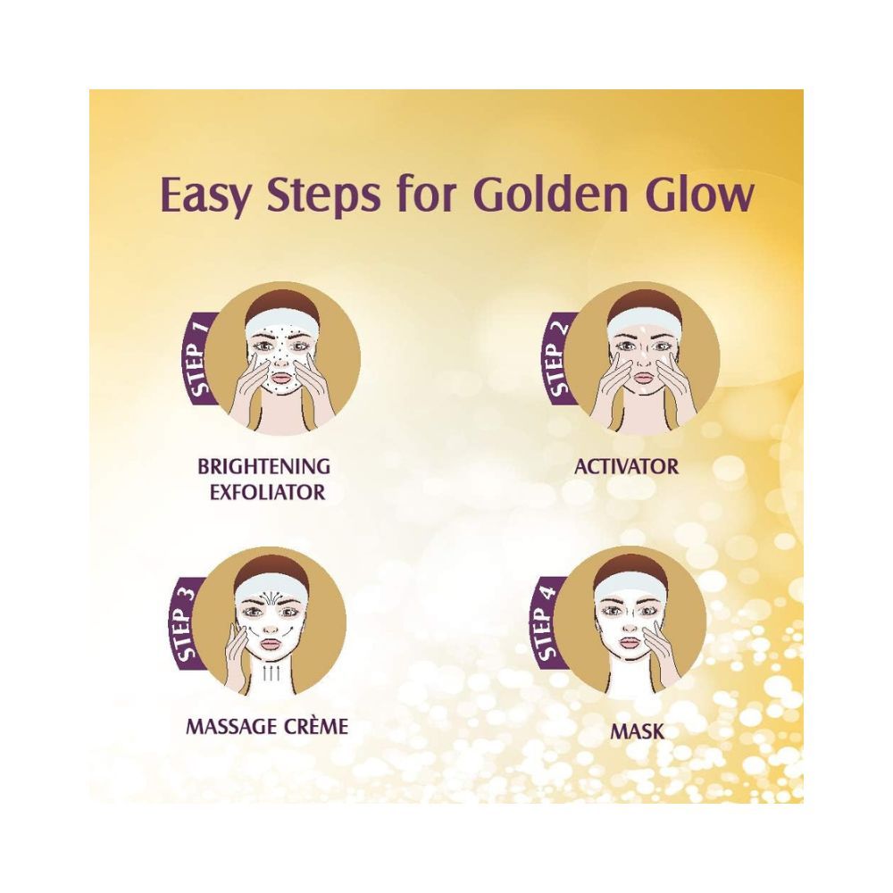 Lotus Radiant Gold Facial Kit for instant glow with 24K Pure Gold & Papaya,4 easy steps , 170g (Multiple use)