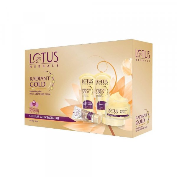 Lotus Radiant Gold Facial Kit for instant glow with 24K Pure Gold &amp; Papaya,4 easy steps , 170g (Multiple use)