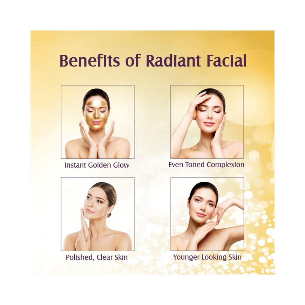 Lotus Radiant Gold Facial Kit for instant glow with 24K Pure Gold & Papaya,4 easy steps , 170g (Multiple use)