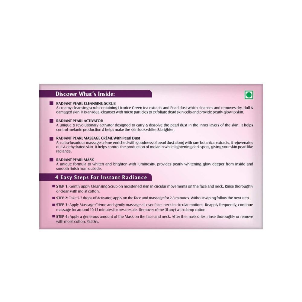 Lotus Radiant Pearl Facial Kit for Lightening & Brightening skin with Pearl dust & Green Tea