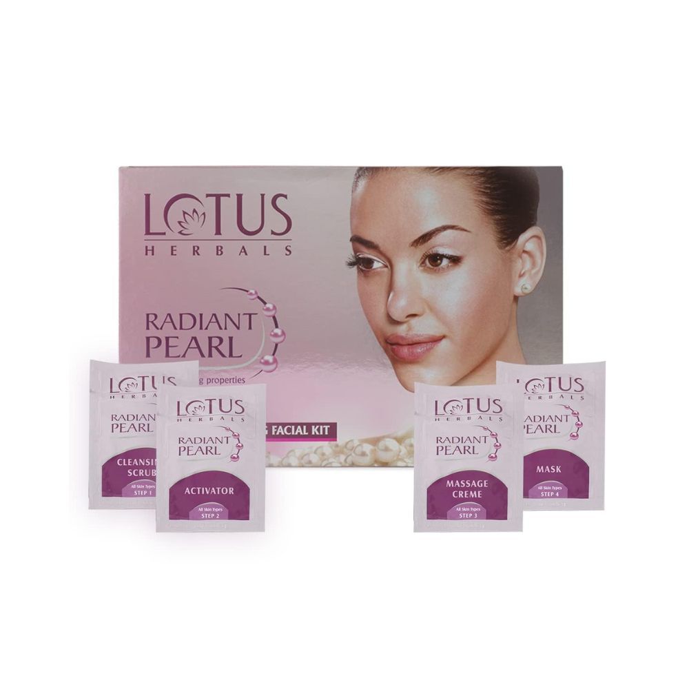 Lotus Radiant Pearl Facial Kit for Lightening & Brightening skin with Pearl dust & Green Tea