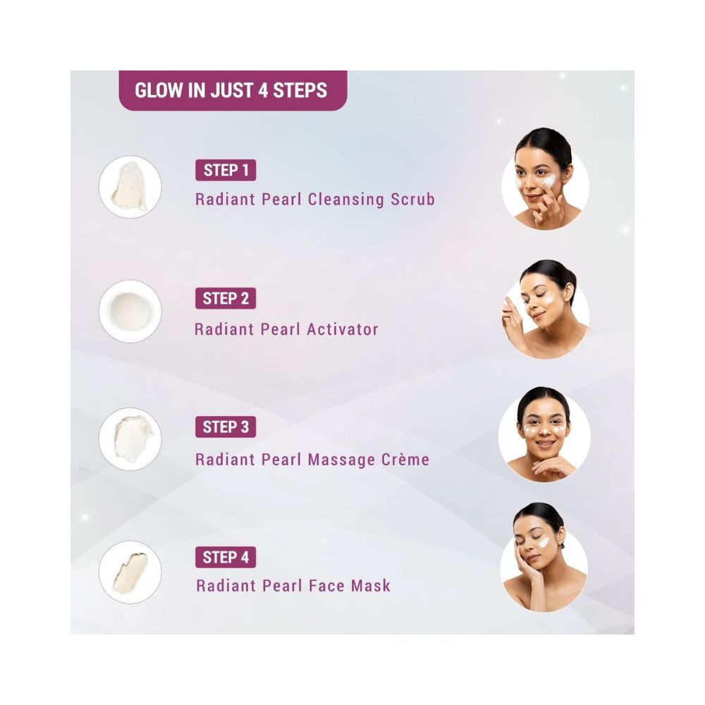 Lotus Radiant Pearl Facial Kit for Lightening & Brightening skin with Pearl dust & Green Tea