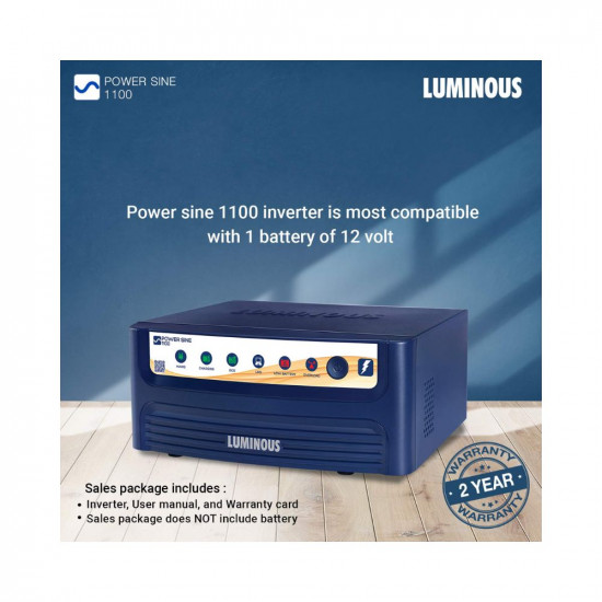 Luminous Power Sine 1100 Pure Sine Wave 900VA 12 Volt Inverter for Home, Office & Shops.