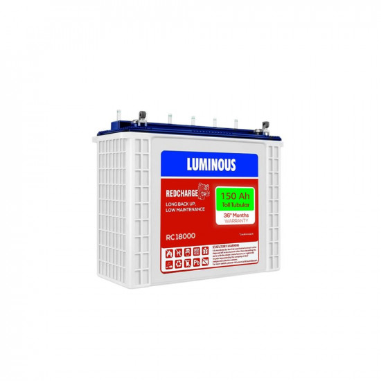 Luminous Red Charge RC 18000 150 Ah, Tall Tubular Inverter Battery for Home, Office & Shops