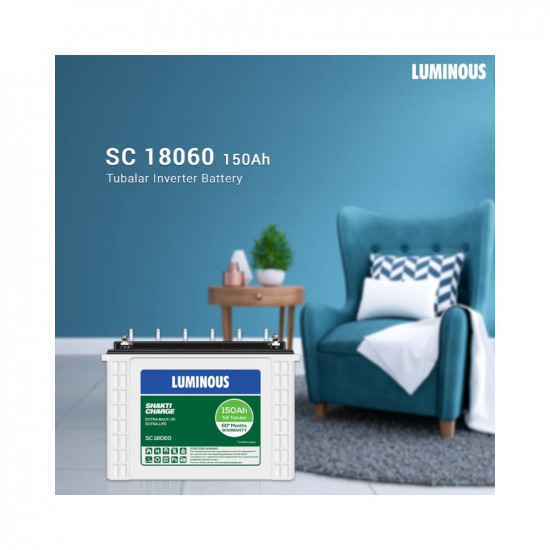 Luminous Shakti Charge SC18060 150 Ah Tall Tubular Inverter Battery for Home, Office & Shops