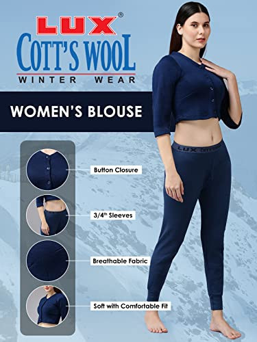Lux Cottswool Women's Solid Regular (Cottswool_Blouse_Blue 80),Size S