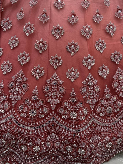 Magnificent Onion Pink Sequined Net Bridal Wear Lehenga Choli
