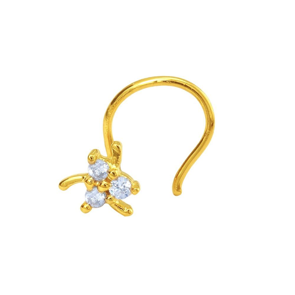 Mahi Gold Plated Auric Charm Nosepin with CZ for Women NR1100151G