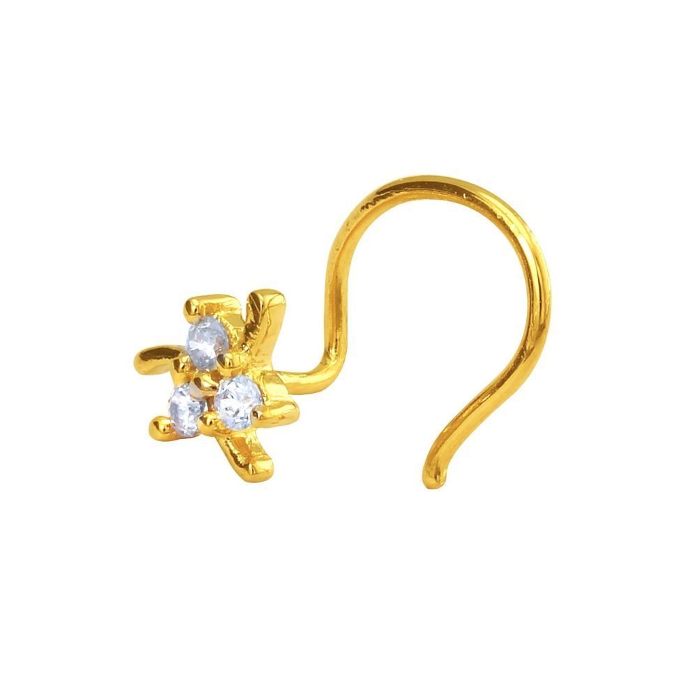 Mahi Gold Plated Auric Charm Nosepin with CZ for Women NR1100151G