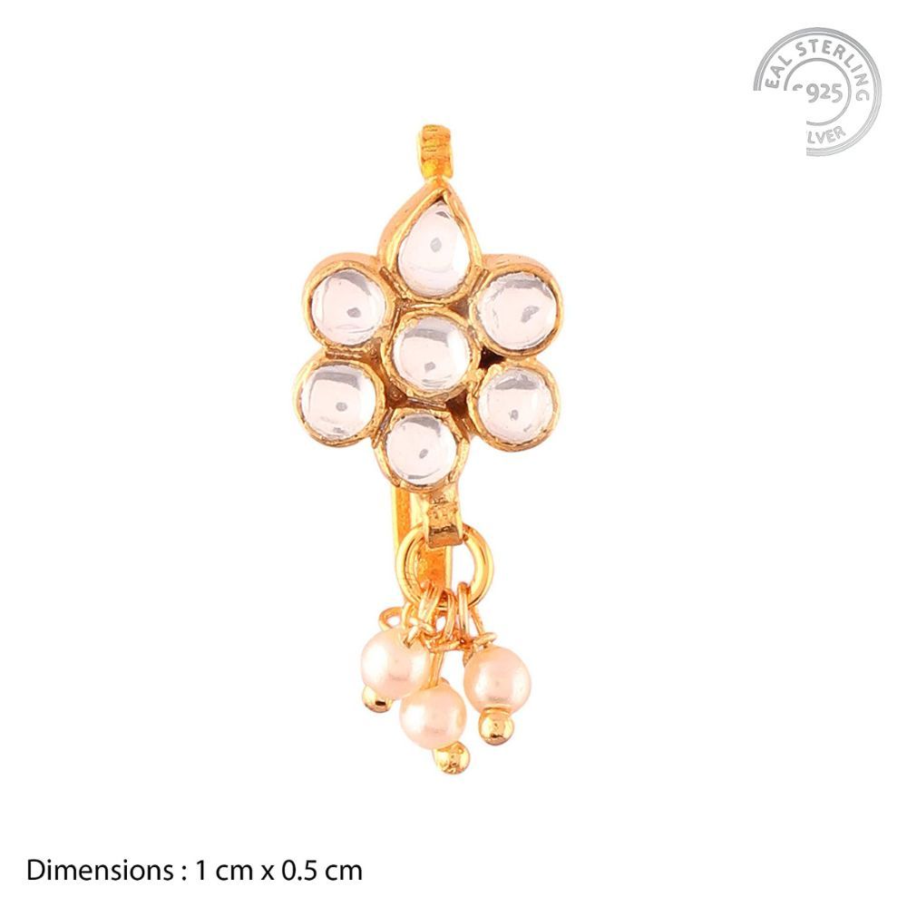 Mahi Gold Plated Gleaming Crystals Designer Nose pin for girls and women NR1100167G