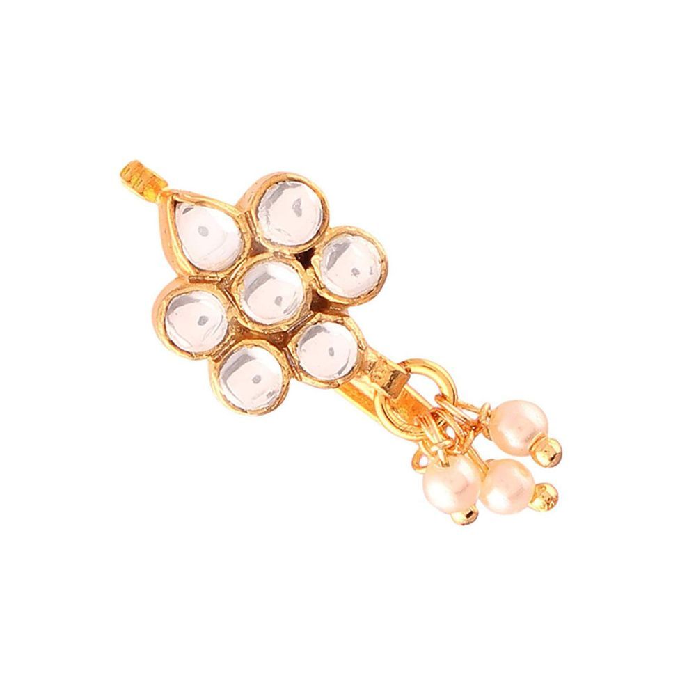 Mahi Gold Plated Gleaming Crystals Designer Nose pin for girls and women NR1100167G