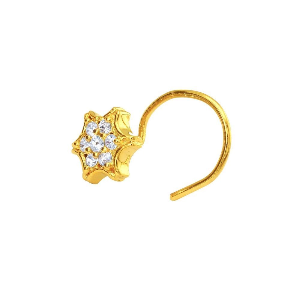 Mahi Gold Plated Gleaming Estoile Nosepin with CZ for Women NR1100149G
