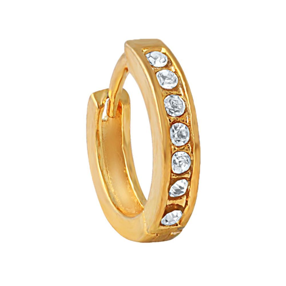 Mahi Gold Plated Immortal Beauty Nose Ring with Cubic Zirconia for Girls and Women (NR1100169G)