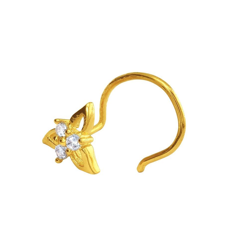 Mahi Gold Plated Tri-petals Nosepin with CZ for Women NR1100139G
