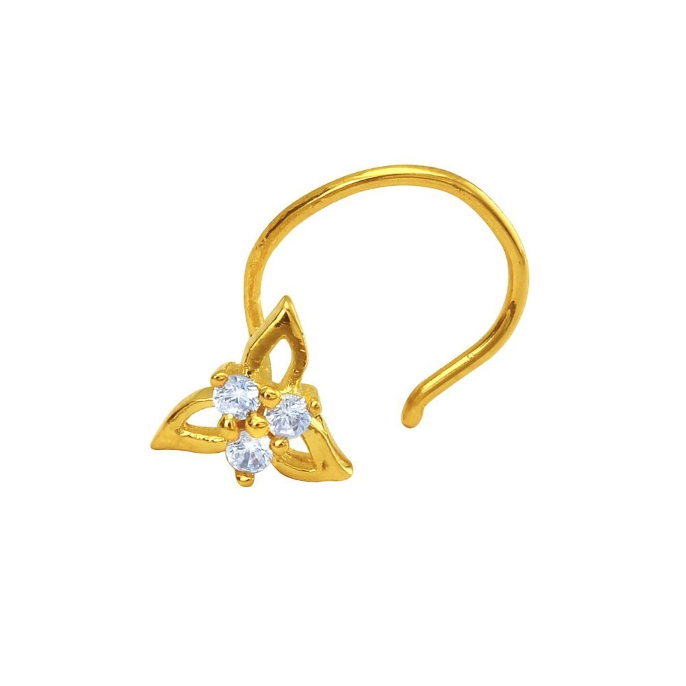 Mahi Gold Plated Tri-petals Nosepin with CZ for Women NR1100139G