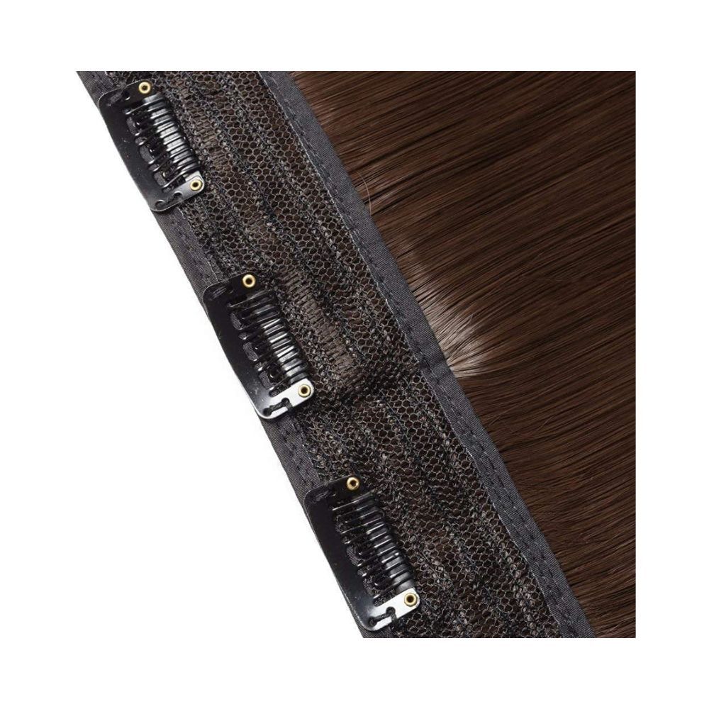 Majik 5 Clips Head 1 Piece Hair Extensions for Women and Girls (Dark Brown)