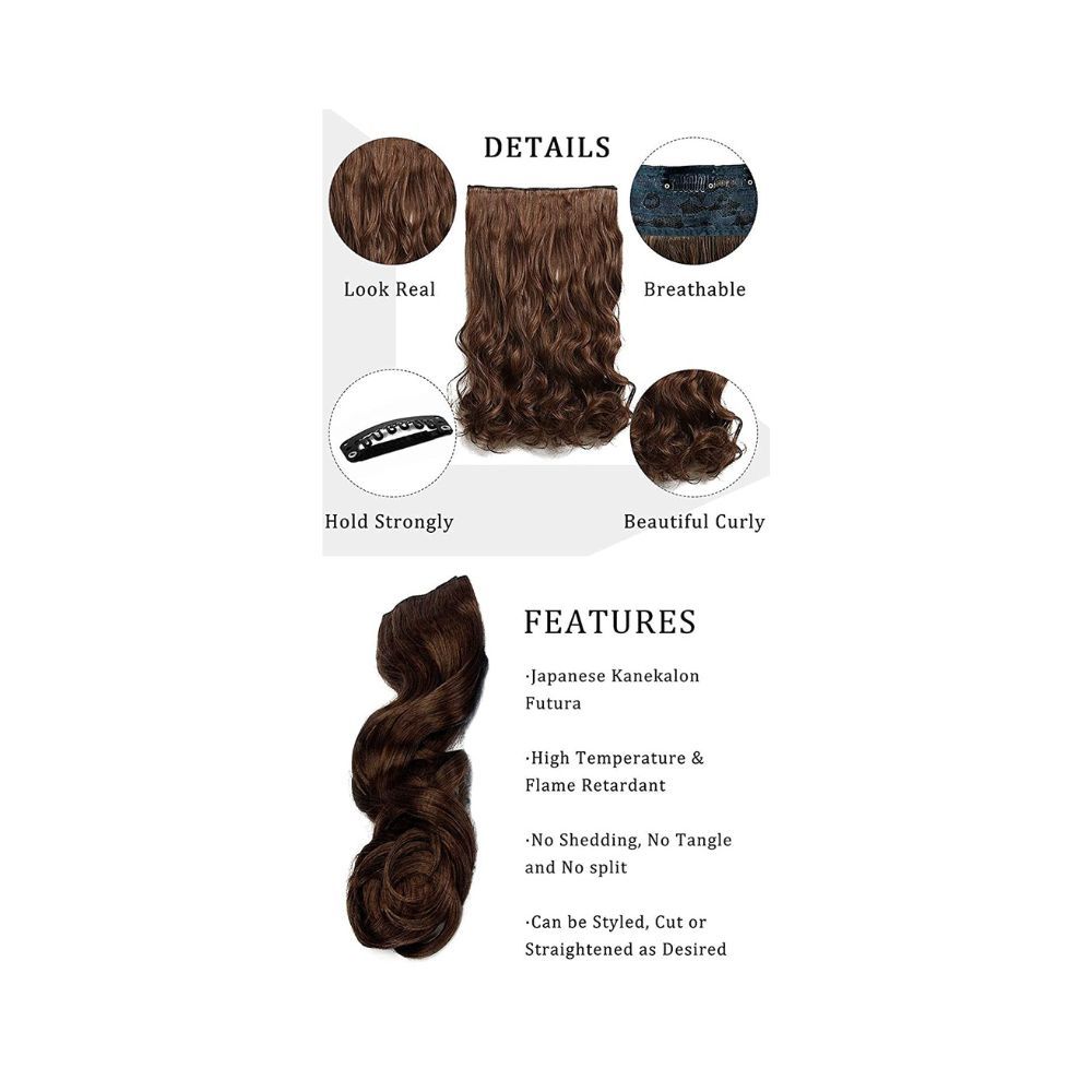 Majik Natural Brown Curly/Wavy Hair Extensions for Women and Girls (Brown)