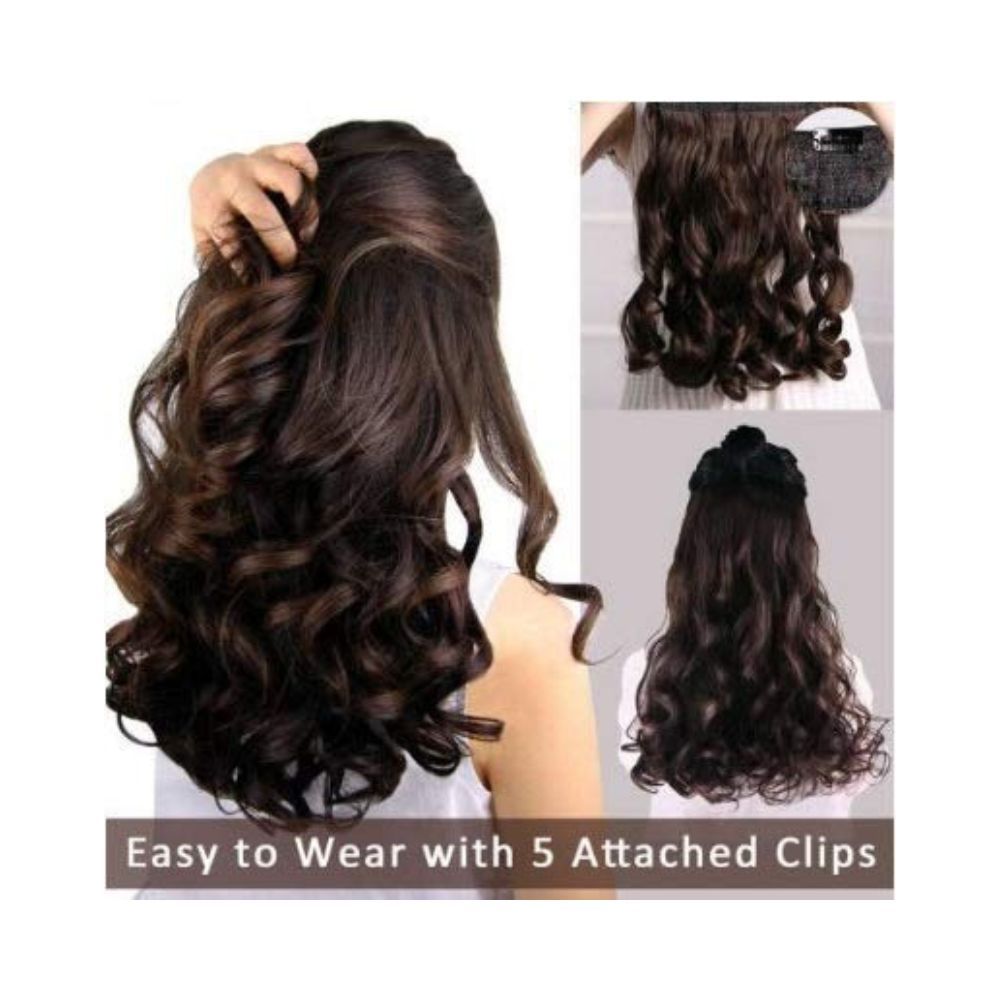 Majik Natural Brown Curly/Wavy Hair Extensions for Women and Girls (Brown)