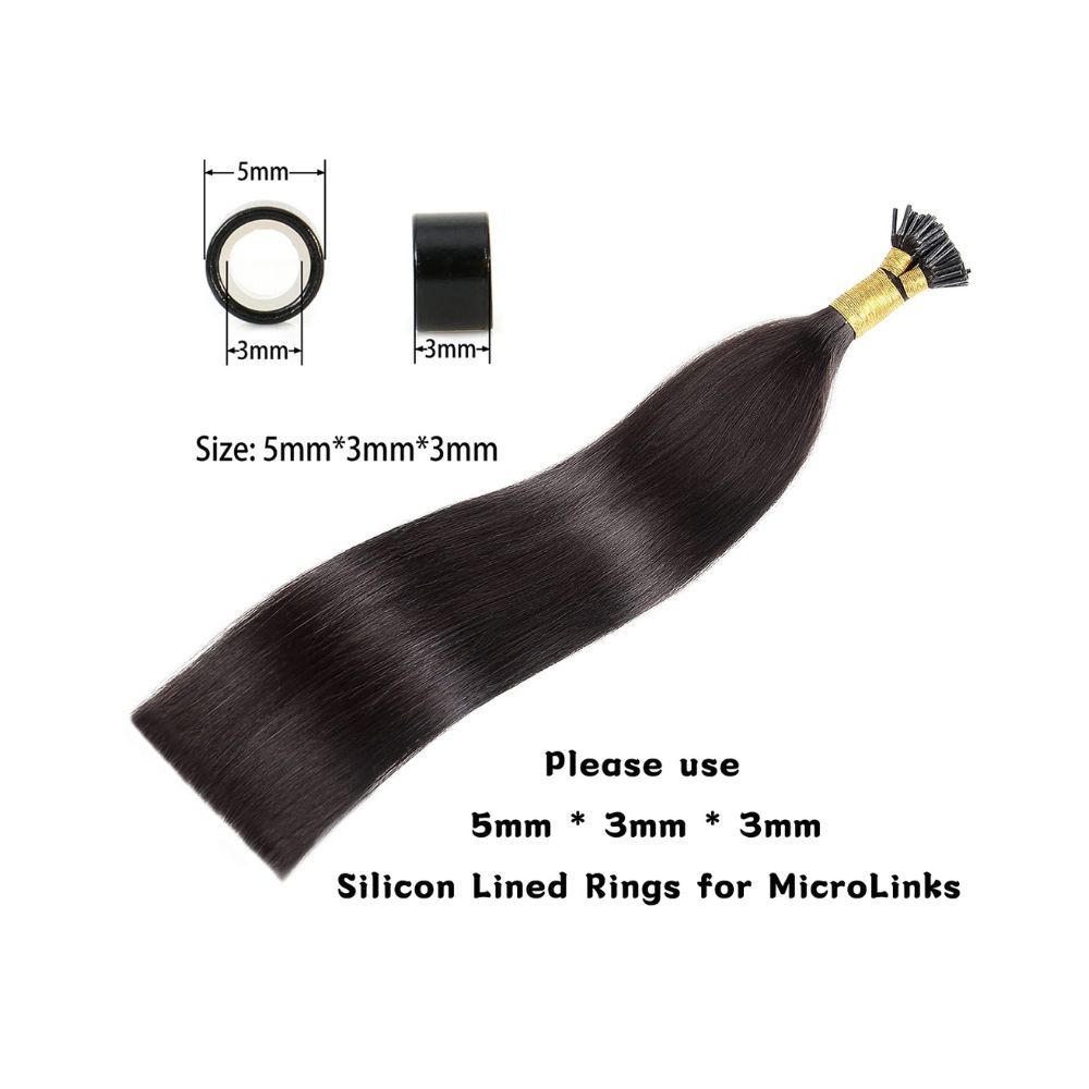 Majik Permanent Micro Ring Human Hair Extension for Women and Girls (18 Inch, 50 Gram, Brown)