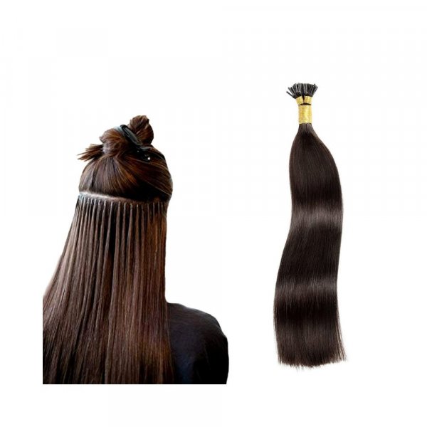 Majik Permanent Micro Ring Human Hair Extension for Women and Girls (18 Inch, 50 Gram, Brown)