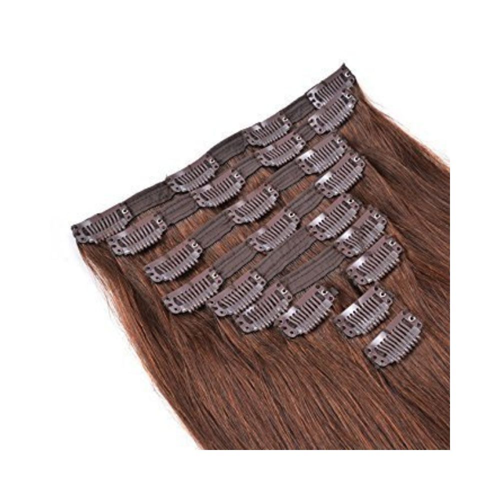 Majik Real Human Hair Extension 10 Pcs Clip For Women And Girls, 28 Inches, Medium Brown, 50 Gram, Pack Of 1