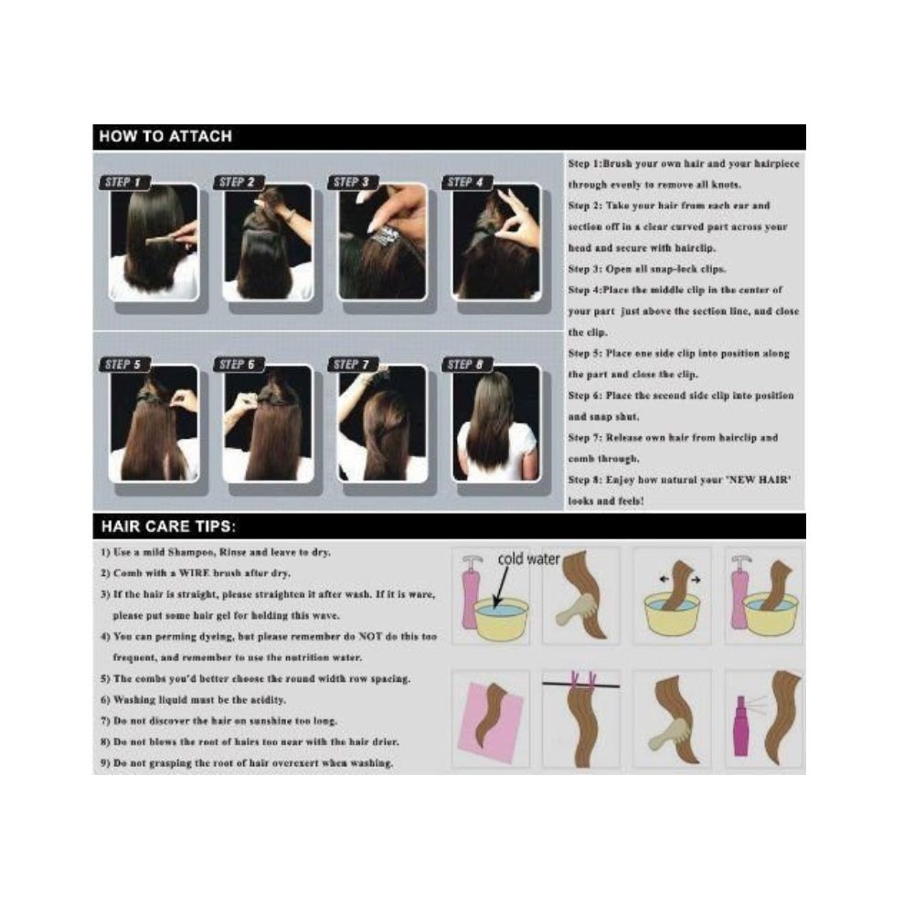 Majik Real Human Hair Extension 10 Pcs Clip For Women And Girls, 28 Inches, Medium Brown, 50 Gram, Pack Of 1