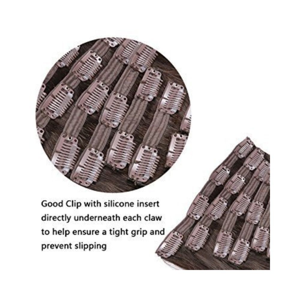 Majik Real Human Hair Extension 10 Pcs Clip For Women And Girls, 28 Inches, Medium Brown, 50 Gram, Pack Of 1