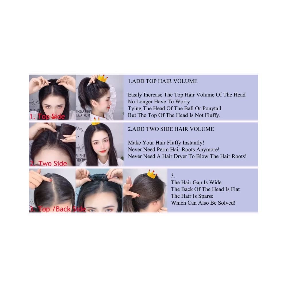Majik Straight Seamless Volumizer Hair Extensions For Adding Hair Volume In Thinning Hair Top, Side And Majik Straight Seamless Volumizer Hair Extensions For Adding Hair Volume In Thinning Hair Top, Side And